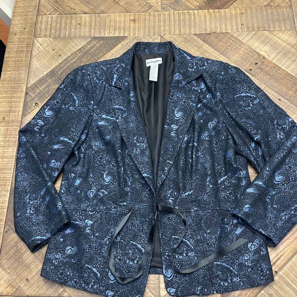 Perceptions Navy And Black Patterned Blazer - image 1